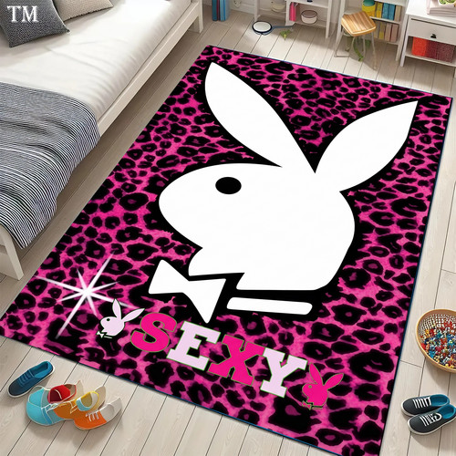 Pink leopard playboy bunny - leopard, rug