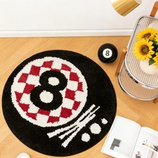 8 Ball Rug, 32" Black Round