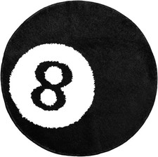 24 Inch 8 Ball Rug, Black